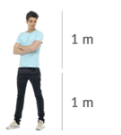 Juan mide 2 veces 1 metro