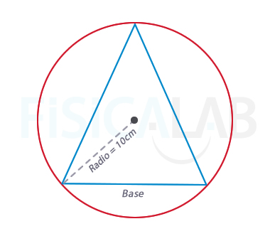 triángulo isósceles inscrito en circunferencia